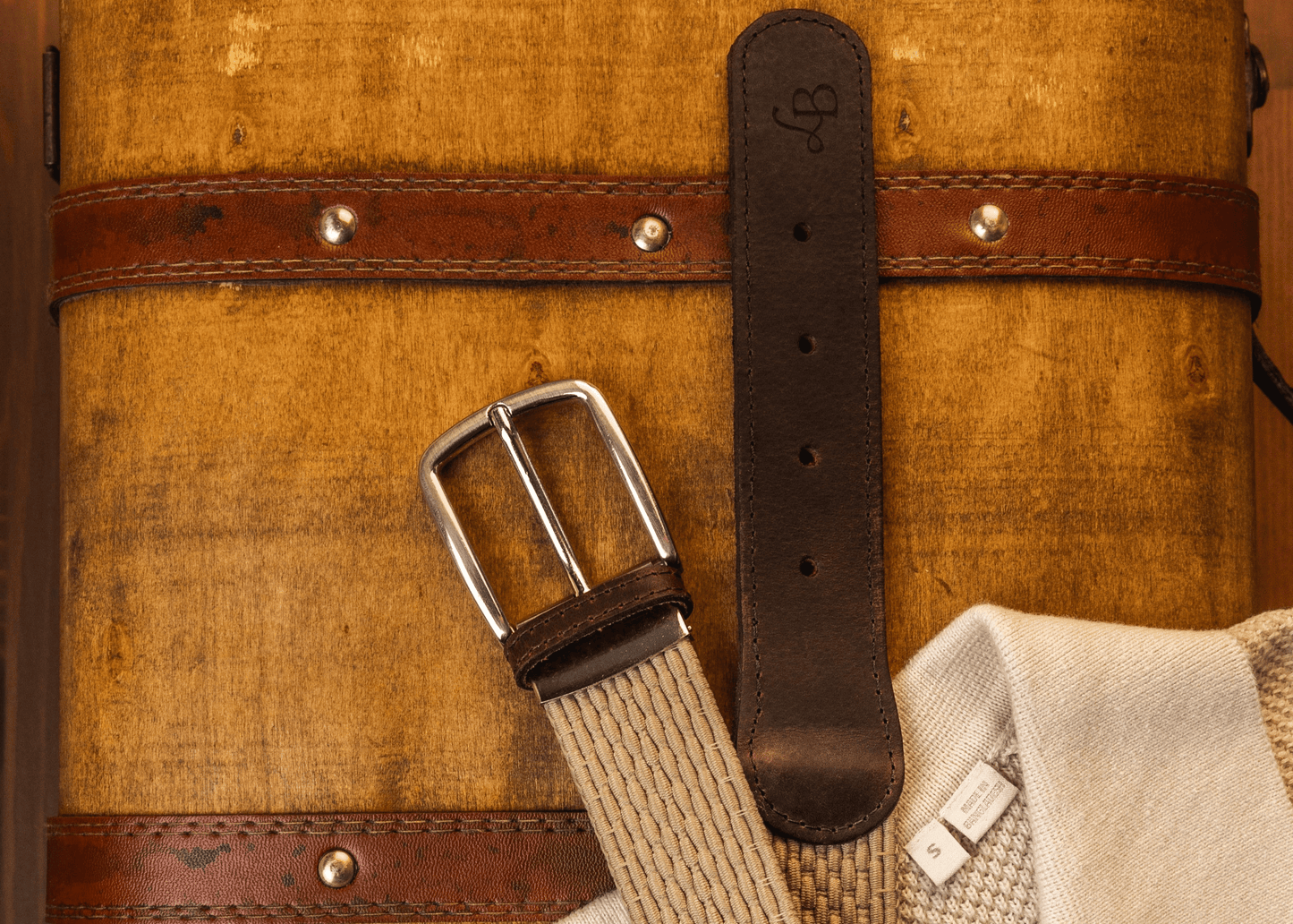 ceinture beige tissu tressé pour homme