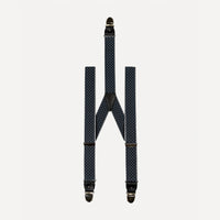 Bretelle bleu anthracite quadrille patte cuir Justin face