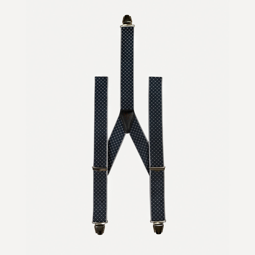 
                  
                    Bretelle bleu anthracite quadrille Justin face
                  
                