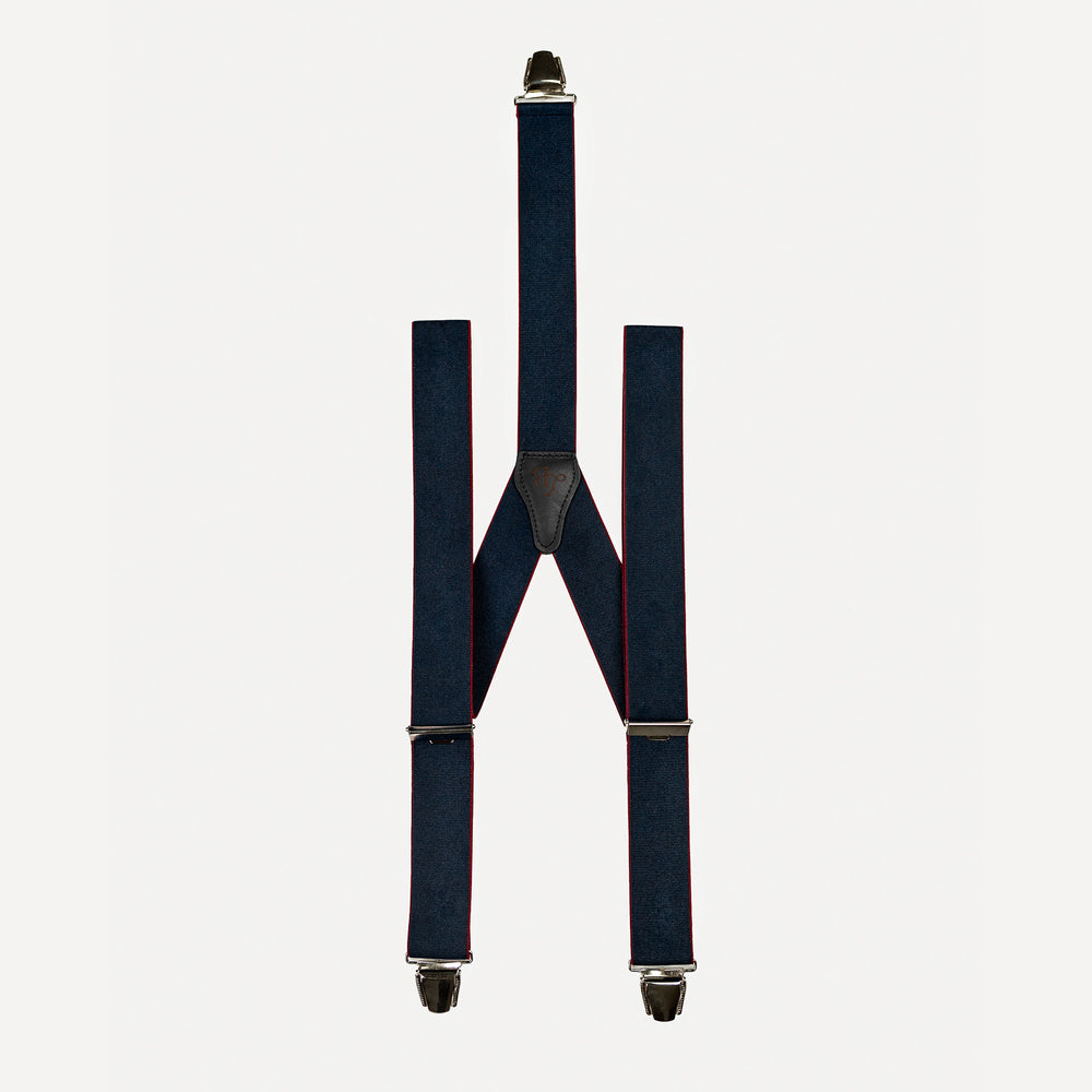 Bretelle bleu marine lisere rouge Adrien face