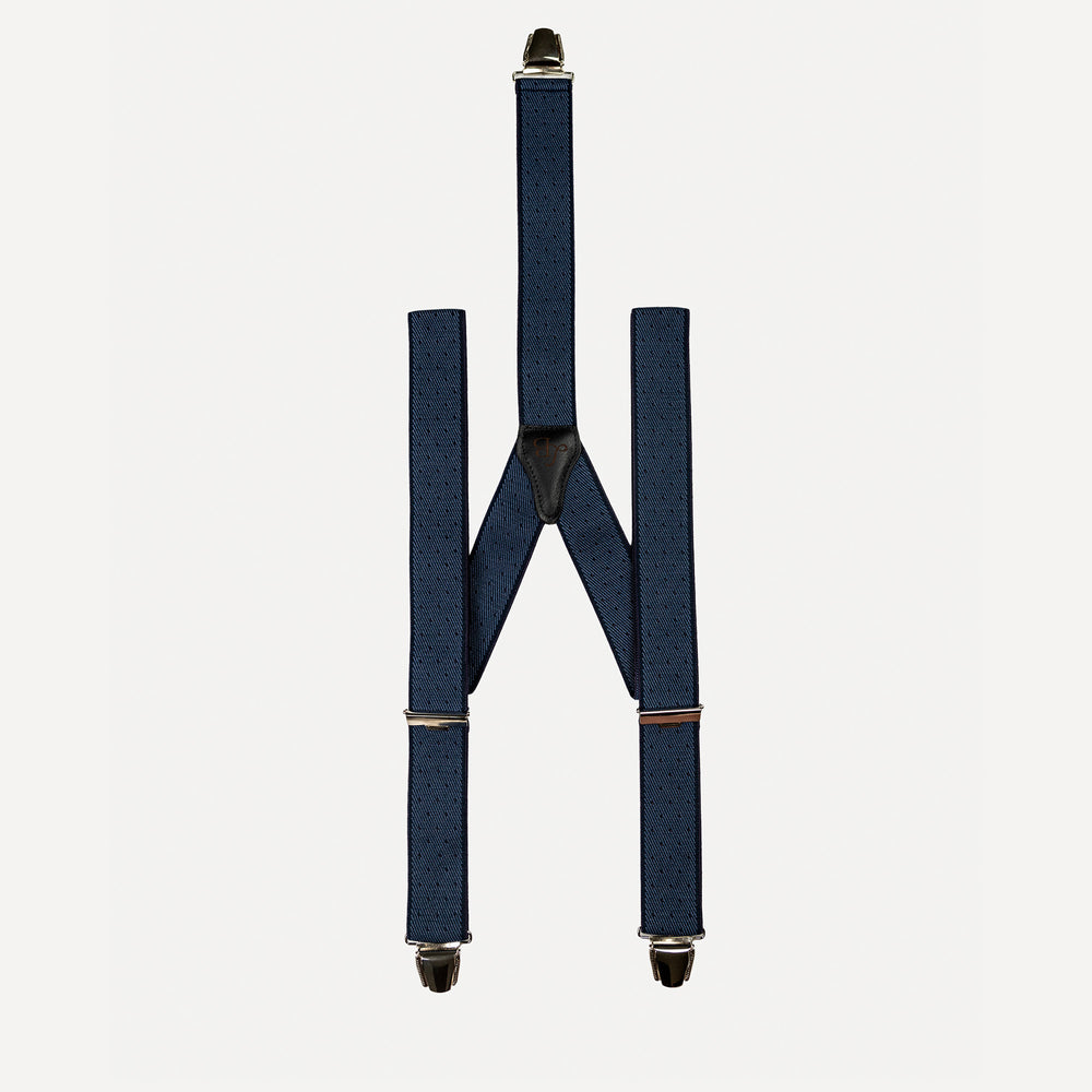 
                  
                    Bretelle bleu marine pois Gustave face
                  
                