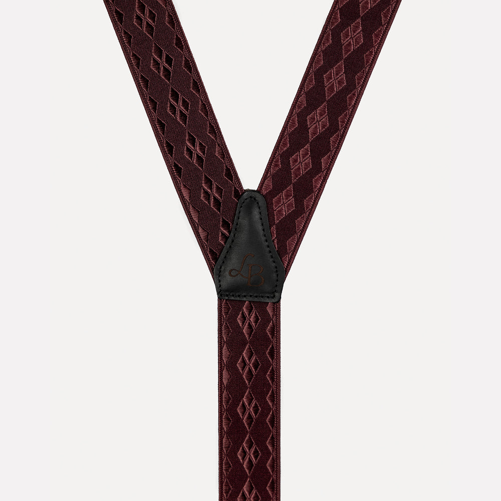 
                  
                    Bretelle bordeaux losange Léopold cuir
                  
                