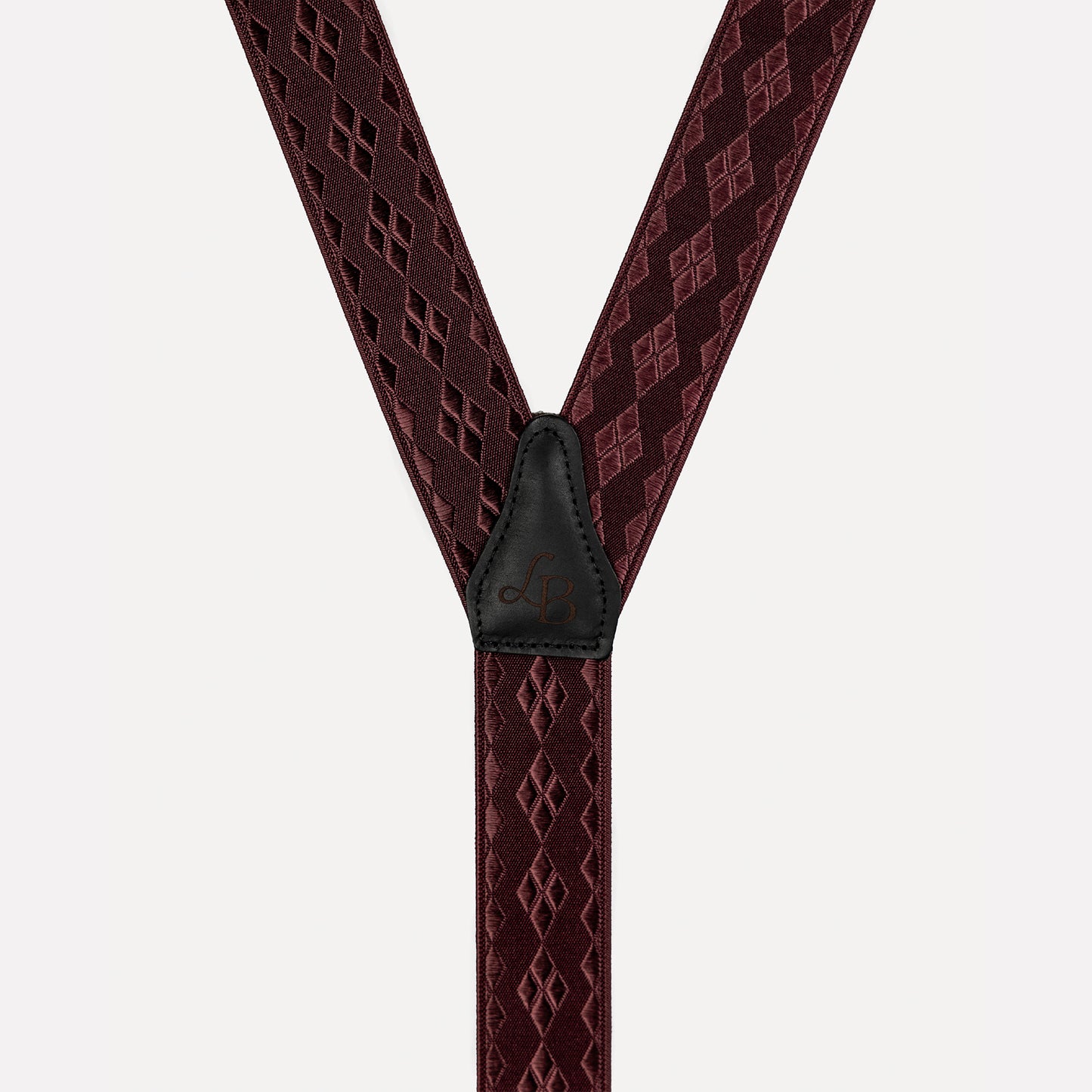Bretelle bordeaux losange Léopold cuir