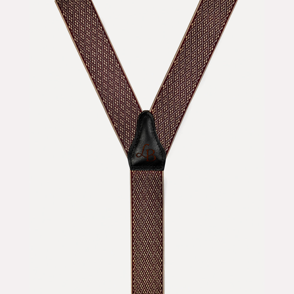 
                  
                    Bretelle bordeaux losange quadrille Armand cuir
                  
                