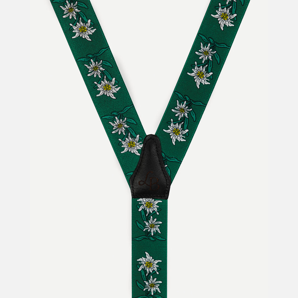 
                  
                    Bretelle fantaisie vert fleur Sebastien cuir
                  
                