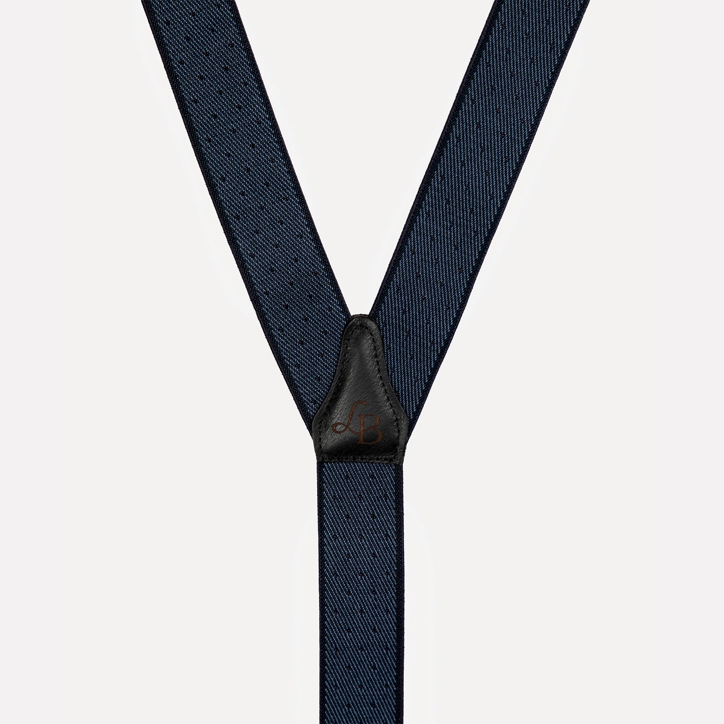 Bretelle patte cuir bleu marine pois Gustave cuir