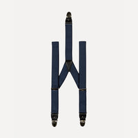 Bretelle patte cuir bleu marine pois Gustave face
