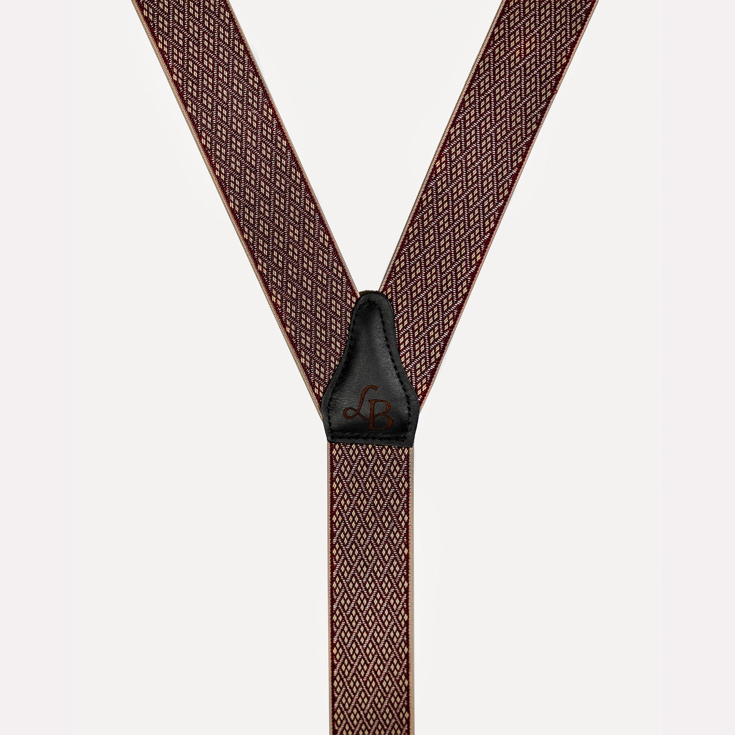 Bretelle patte cuir bordeaux losange quadrille Armand cuir