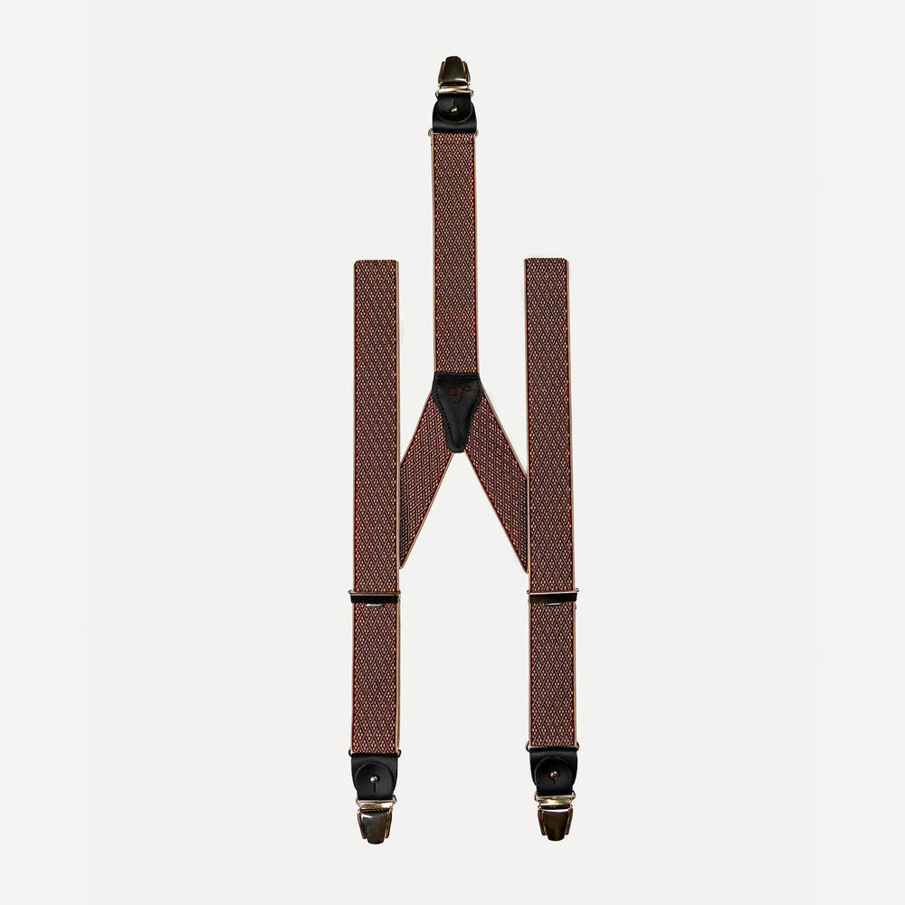 Bretelle patte cuir bordeaux losange quadrille Armand face