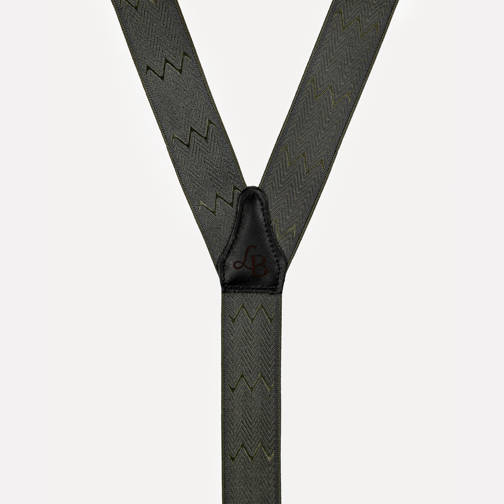 
                  
                    Bretelle vert profond zigzag Lucien cuir
                  
                