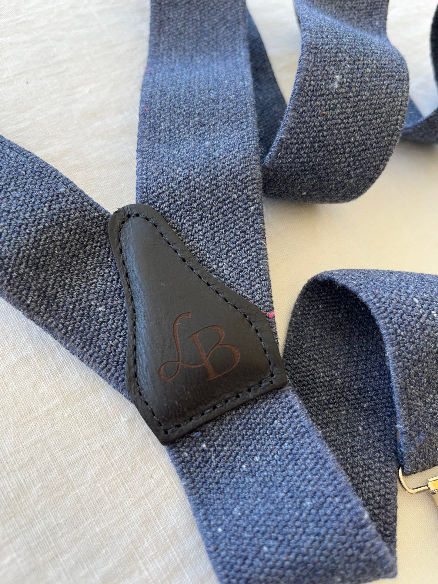 Bretelles homme Rdenim bleu jean Romain dos cuir