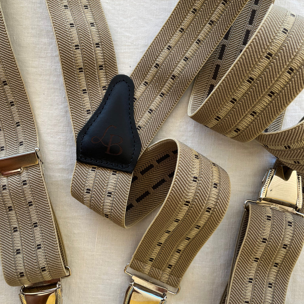 Bretelles homme beige bande Alexandre ensemble