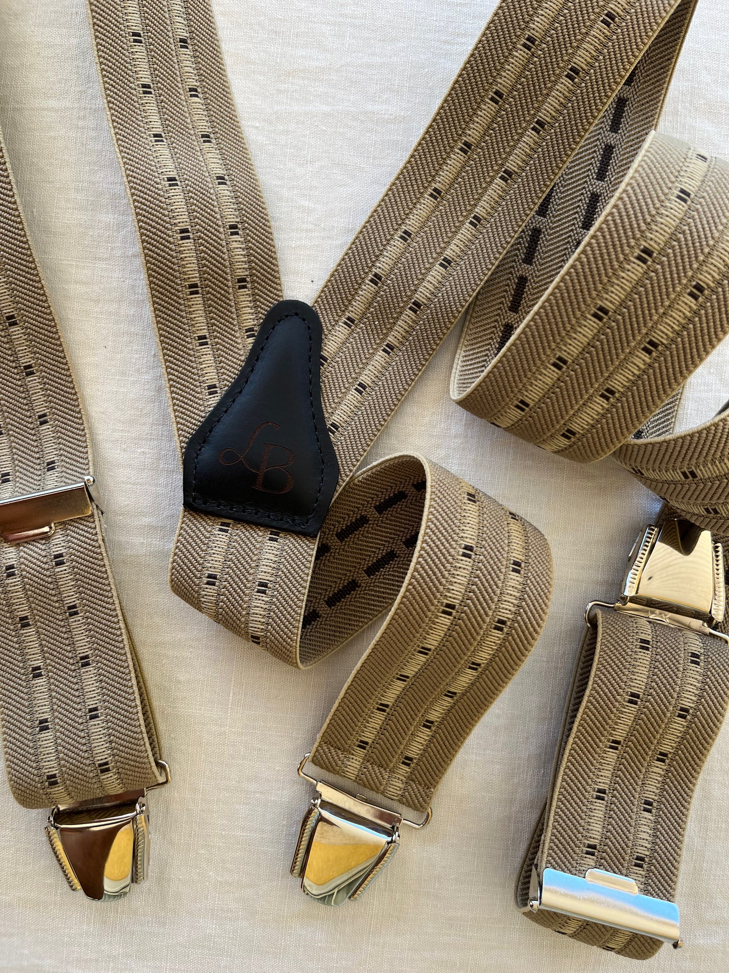 Bretelles homme beige bande Alexandre ensemble