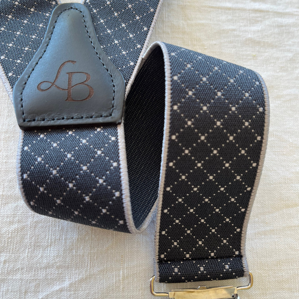 
                  
                    Bretelles homme bleu anthracite quadrille Justin bande
                  
                