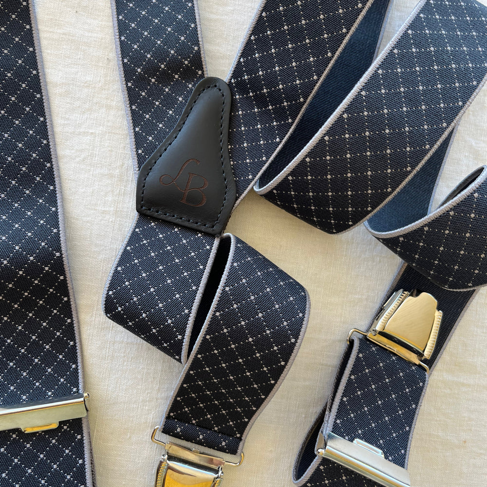 
                  
                    Bretelles homme bleu anthracite quadrille Justin ensemble
                  
                