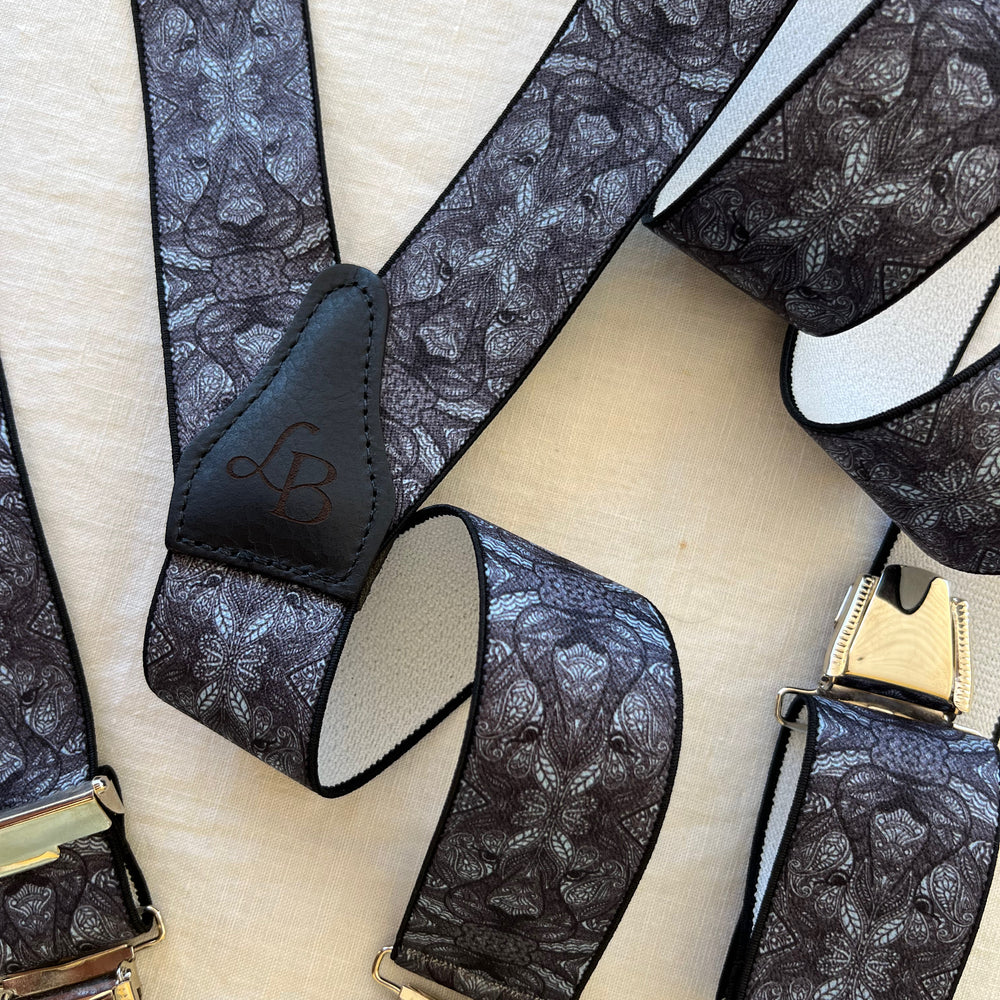 Bretelles homme bleu grisé tête tigre Arthur ensemble