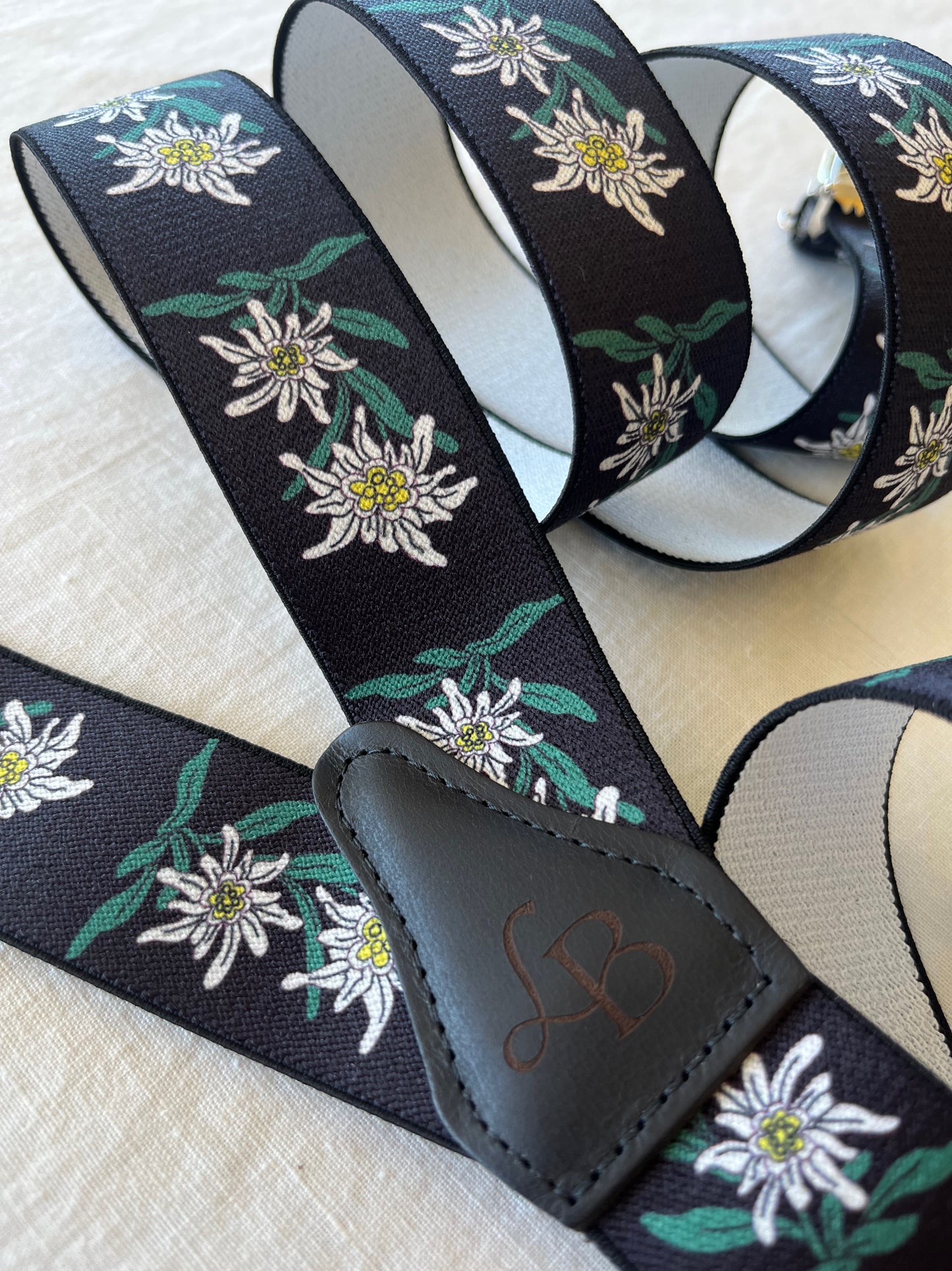 Bretelles homme bleu obscure fleur Hamilton dos cuir