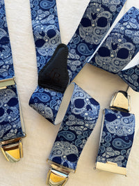 Bretelles homme bleu tête de mort Antonio ensemble