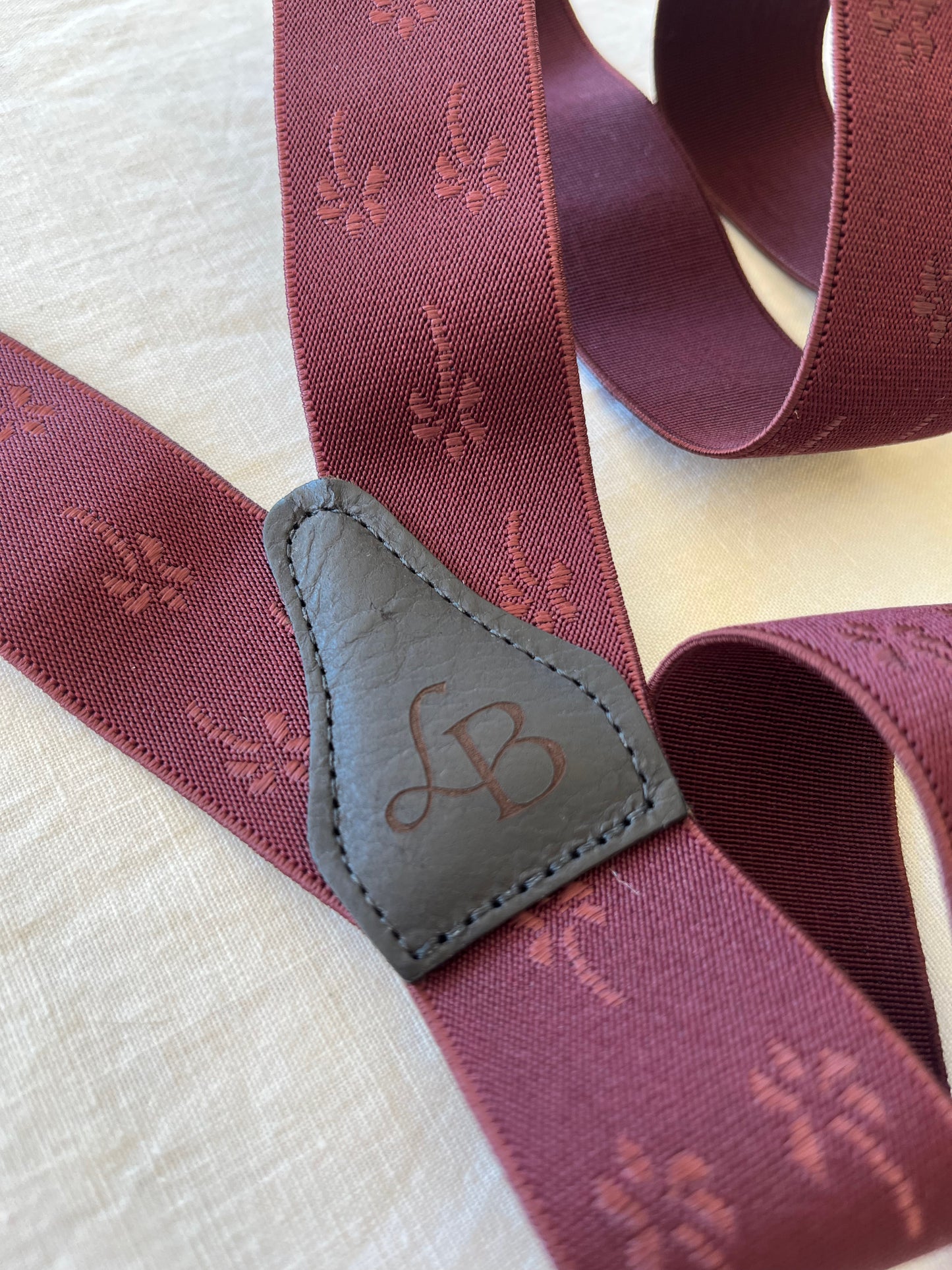 Bretelles homme bordeaux Palmier Matteo dos cuir