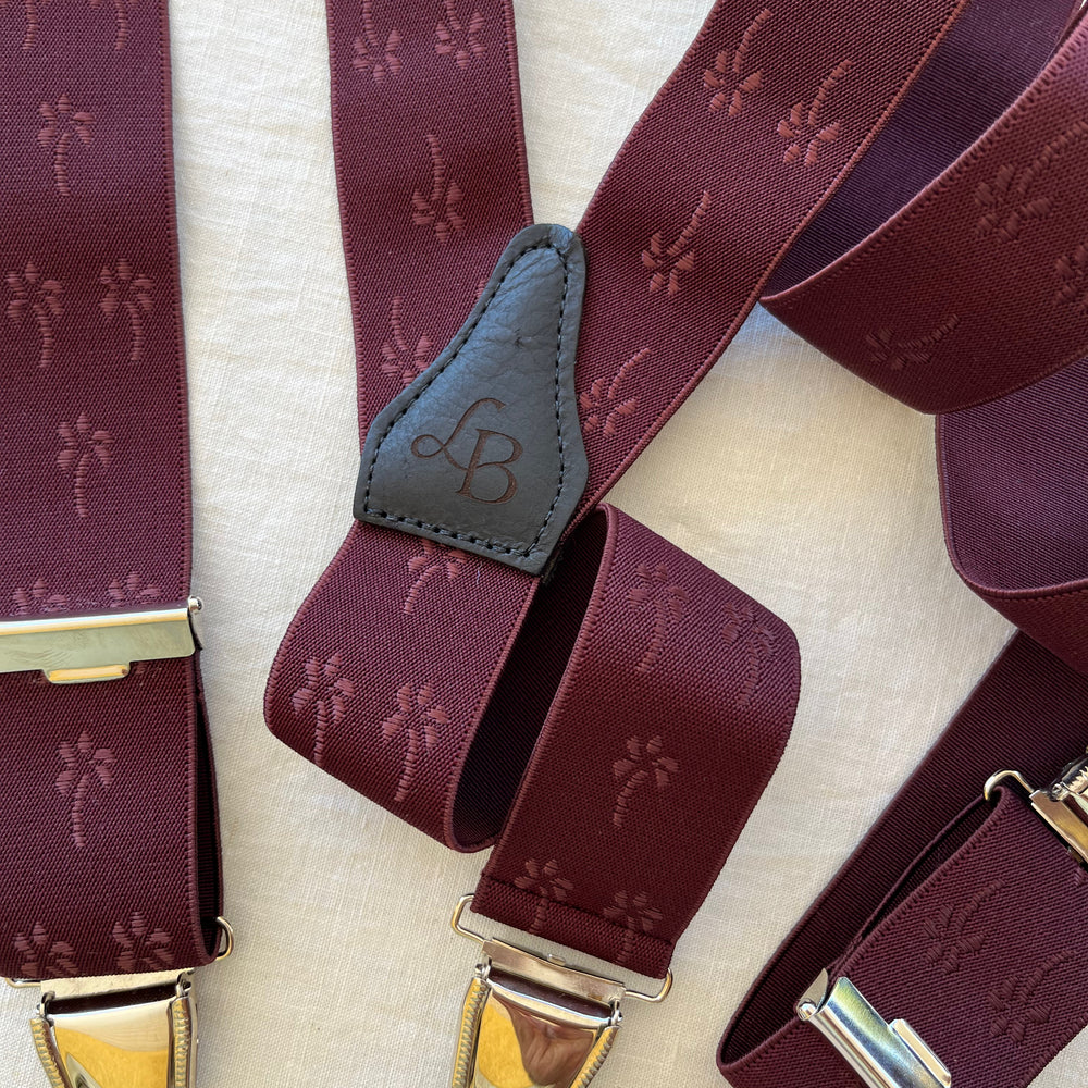 Bretelles homme bordeaux Palmier Matteo ensemble