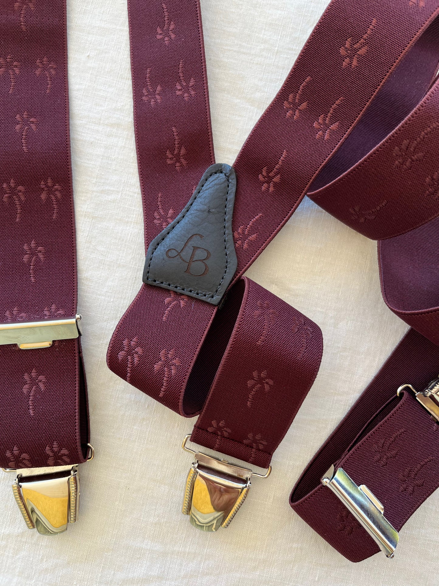 Bretelles homme bordeaux Palmier Matteo ensemble