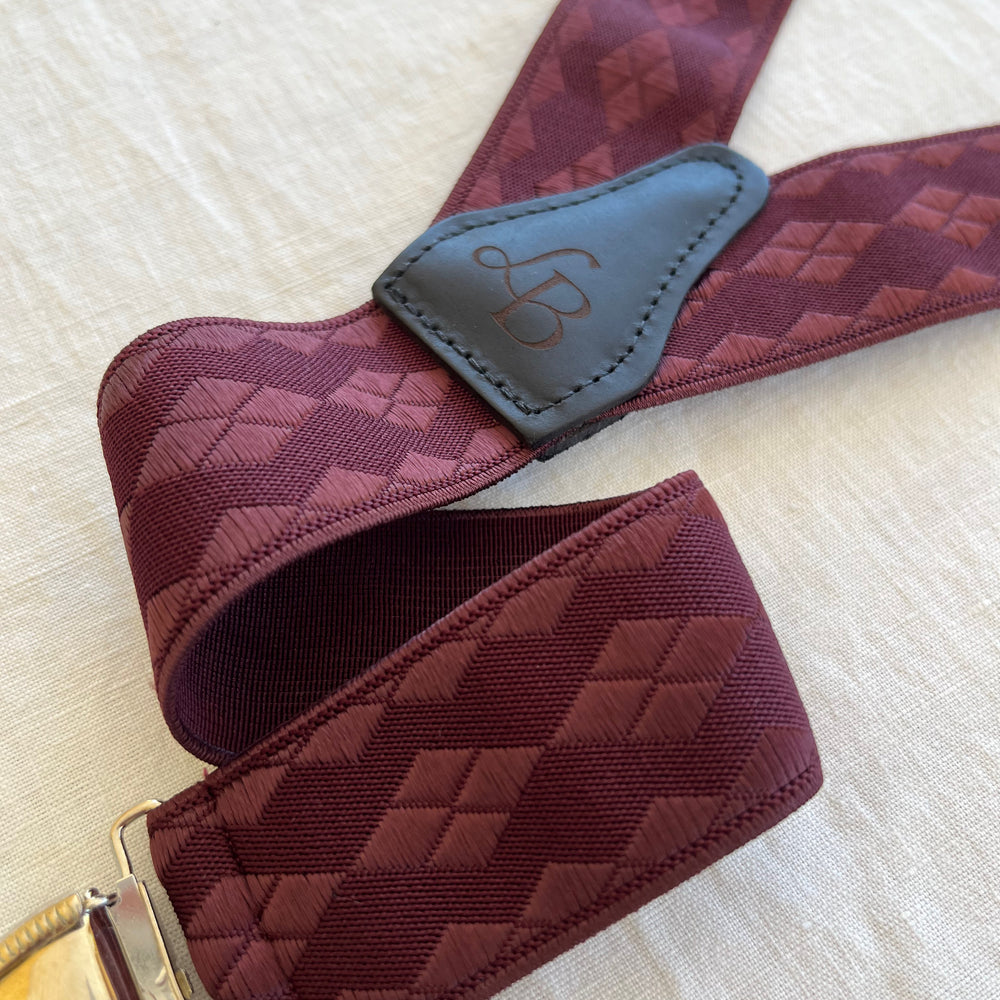 
                  
                    Bretelles homme bordeaux losange Léopold bande
                  
                