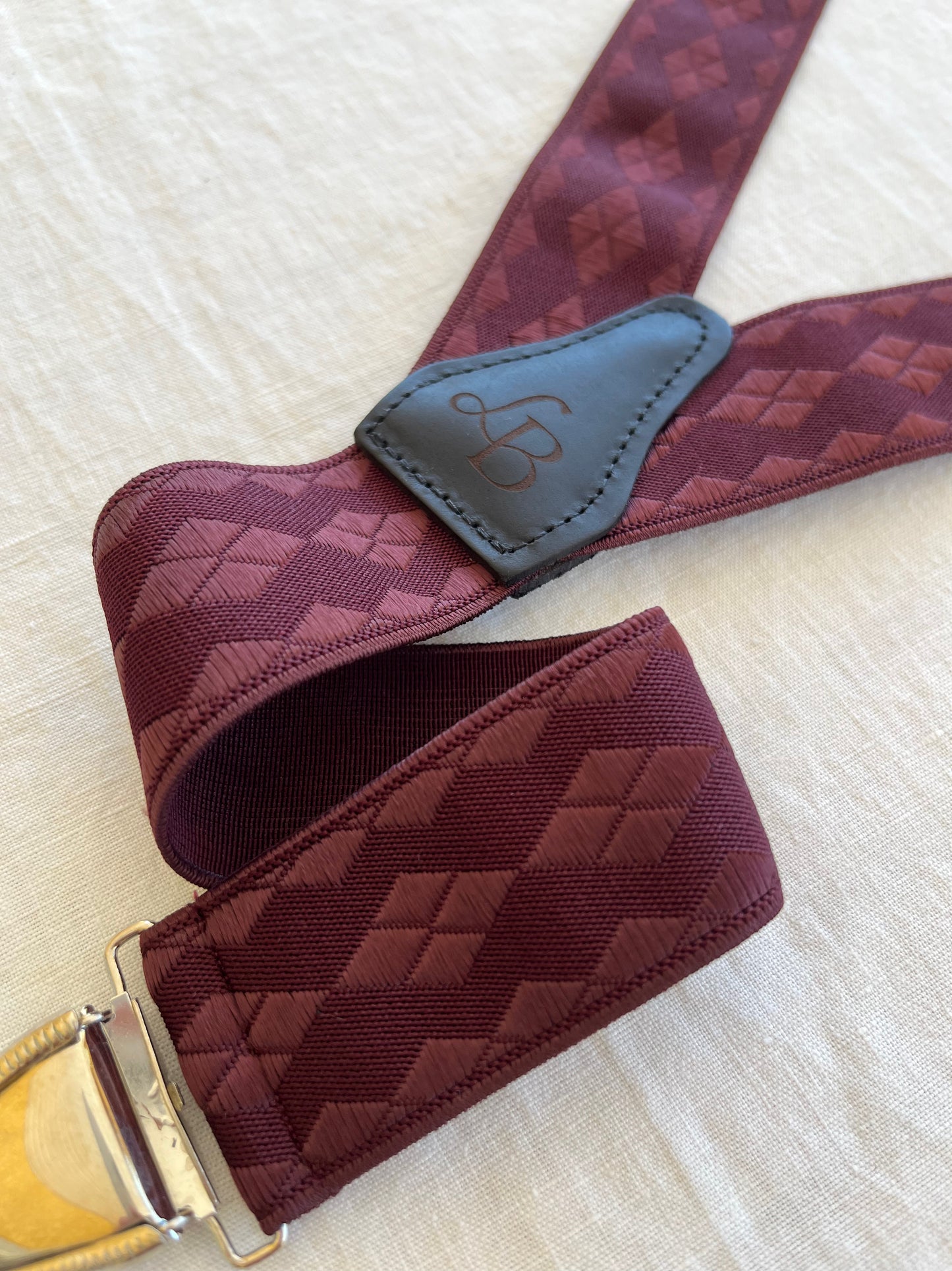 Bretelles homme bordeaux losange Léopold bande