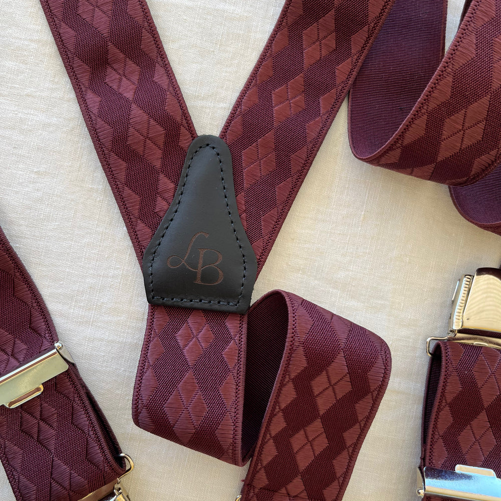 
                  
                    Bretelles homme bordeaux losange Léopold ensemble
                  
                