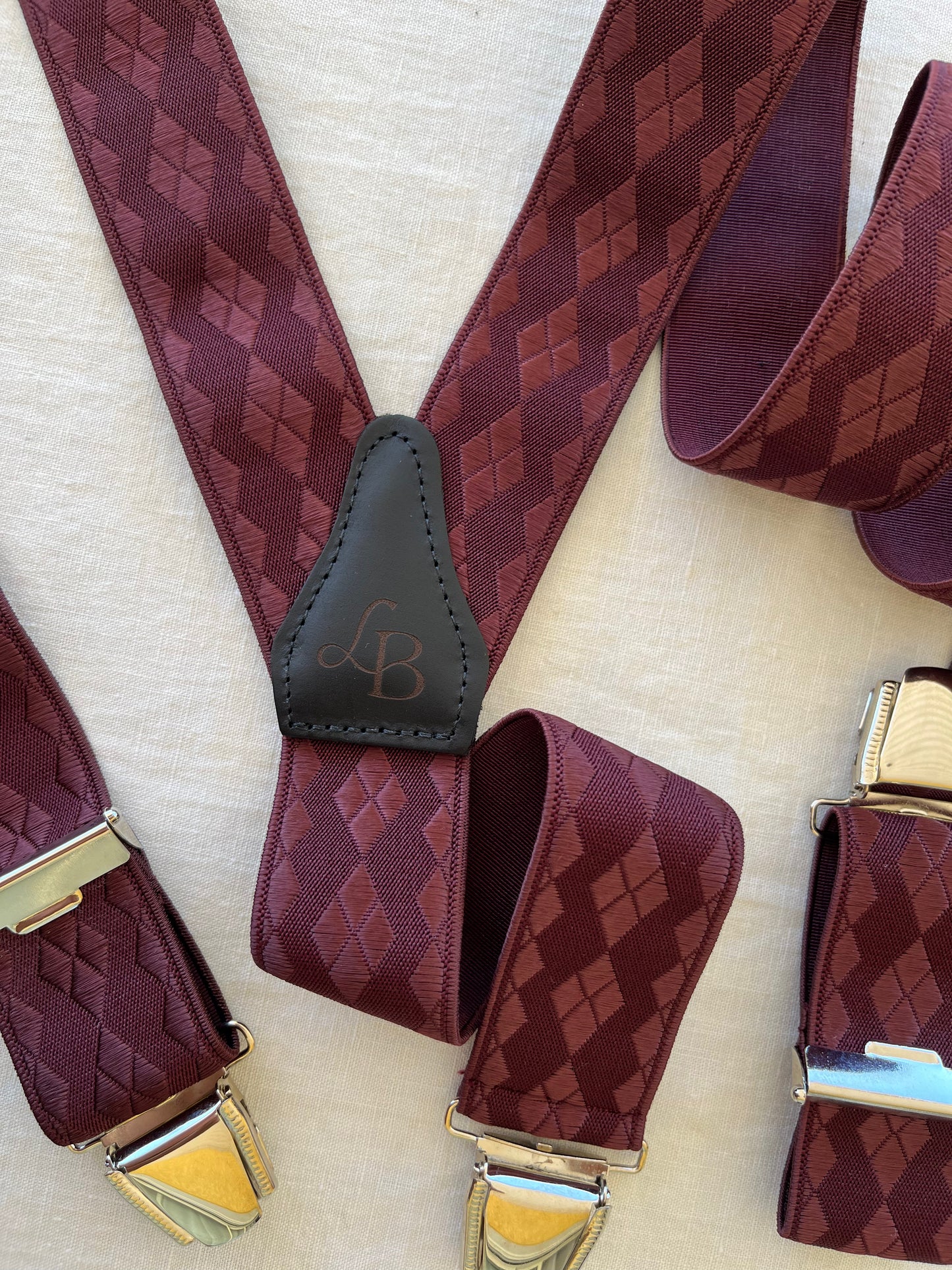 Bretelles homme bordeaux losange Léopold ensemble