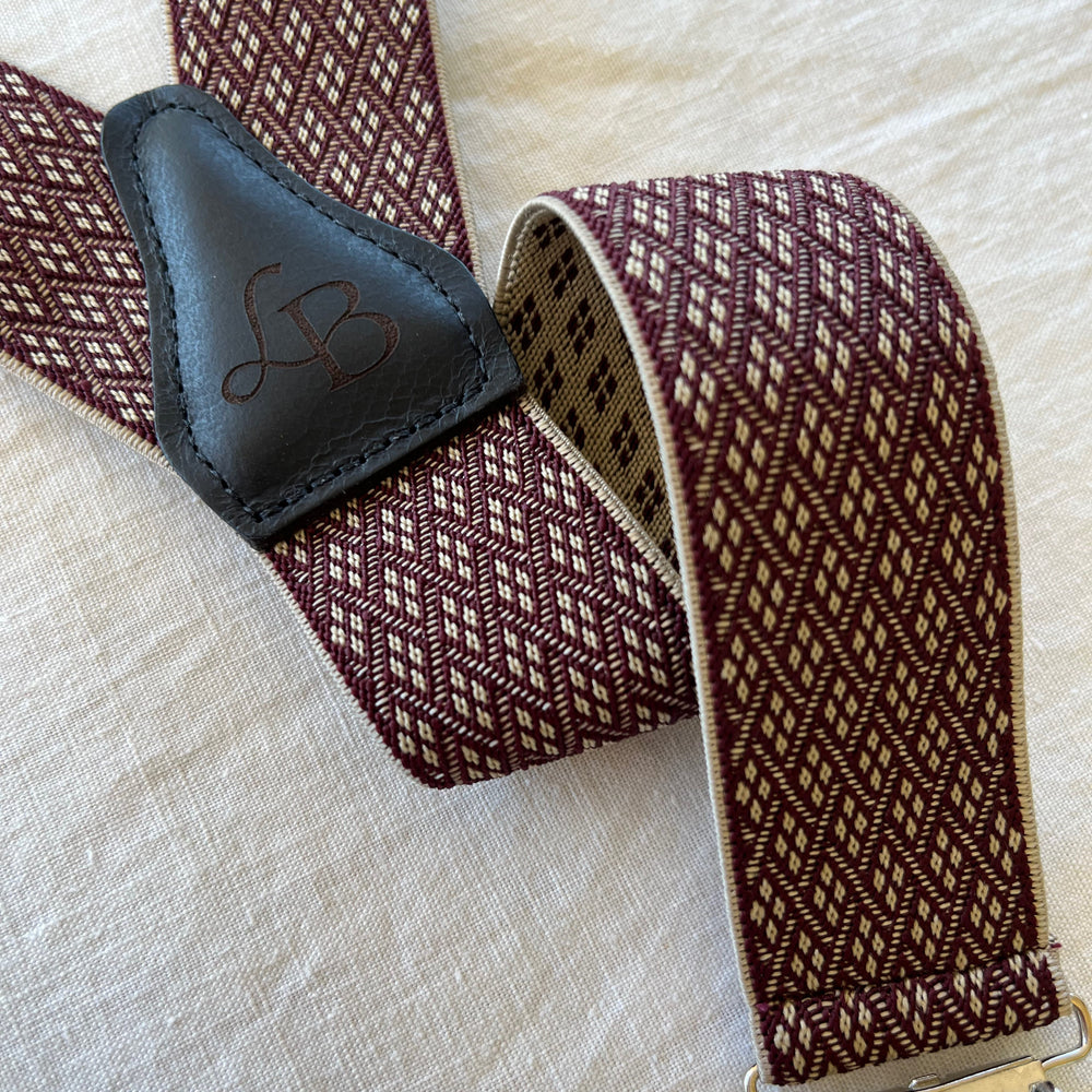 
                  
                    Bretelles homme bordeaux losange quadrille Armand bande
                  
                