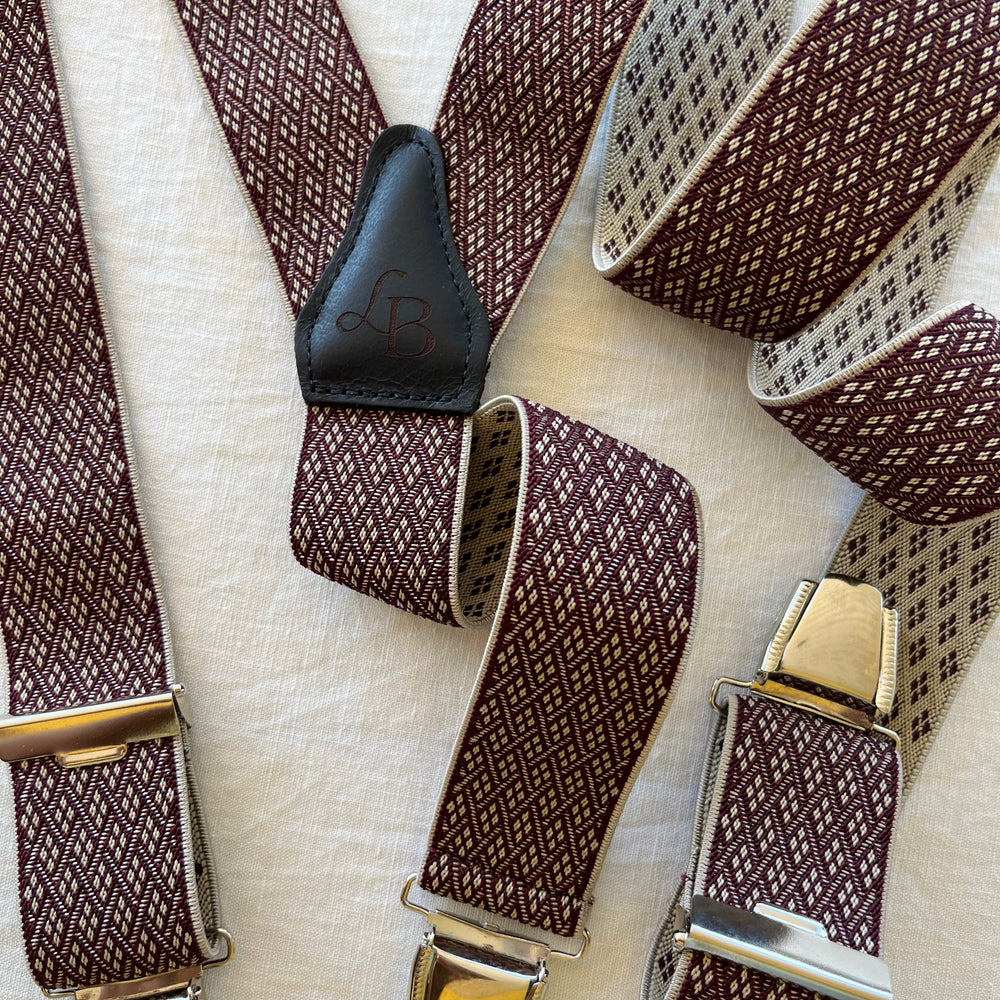 
                  
                    Bretelles homme bordeaux losange quadrille Armand ensemble
                  
                