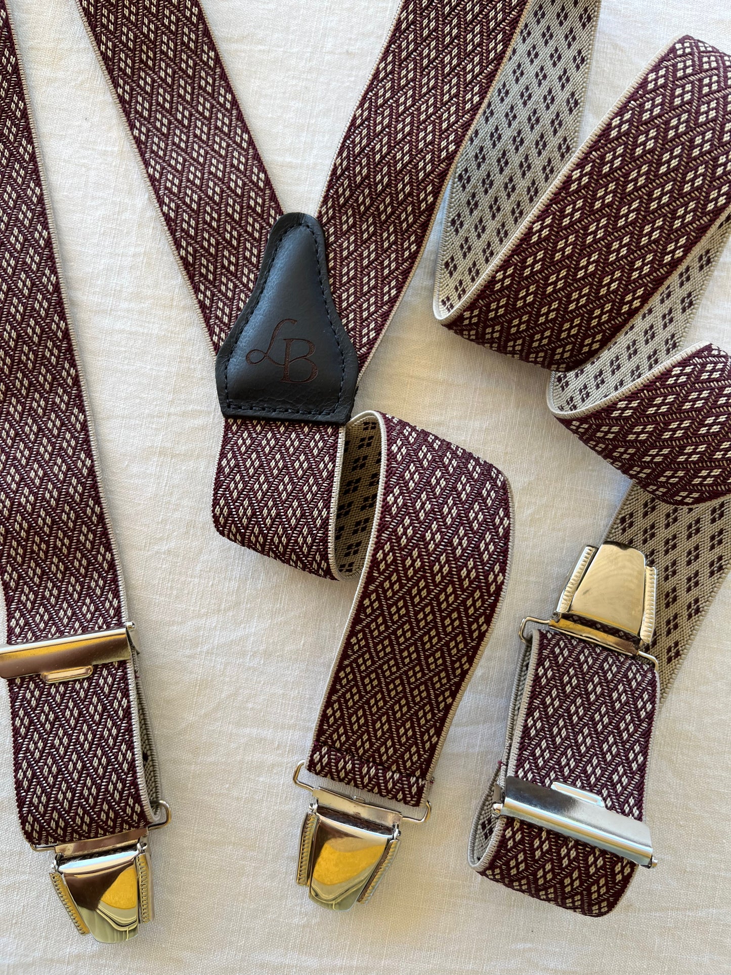 Bretelles homme bordeaux losange quadrille Armand ensemble