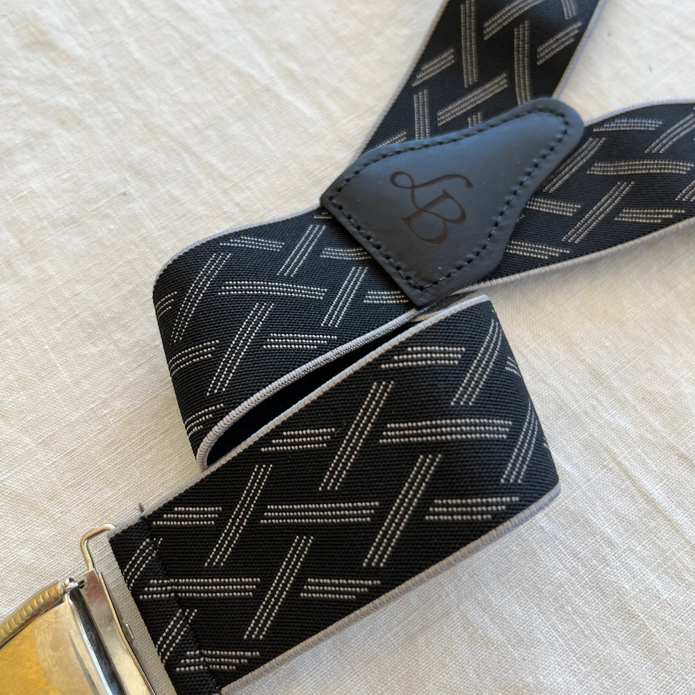 
                  
                    Bretelles homme noir ligne blanches Maxime bande
                  
                