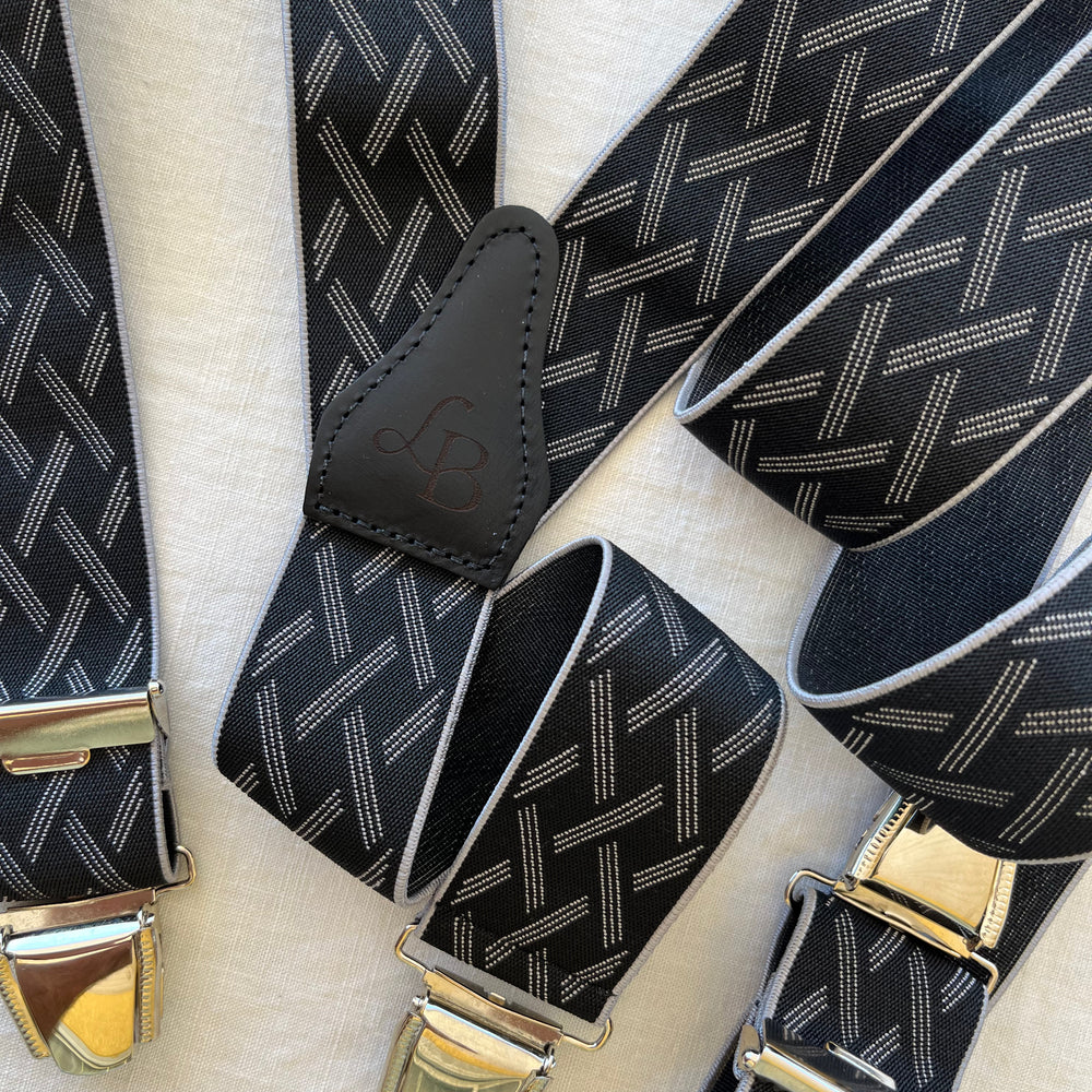 Bretelles homme noir ligne blanches Maxime ensemble