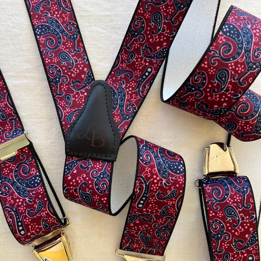 Bretelles homme paisley bordeaux Elias ensemble