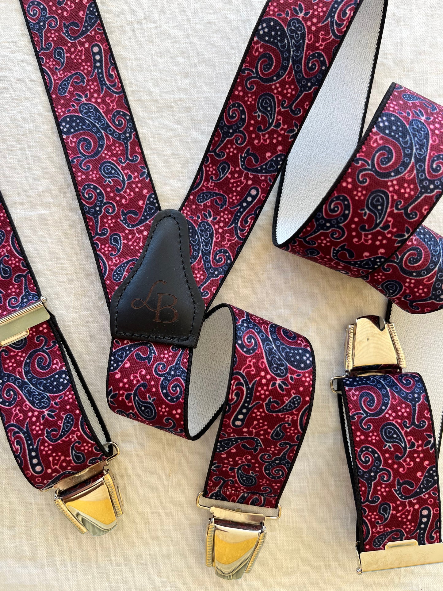 Bretelles homme paisley bordeaux Elias ensemble