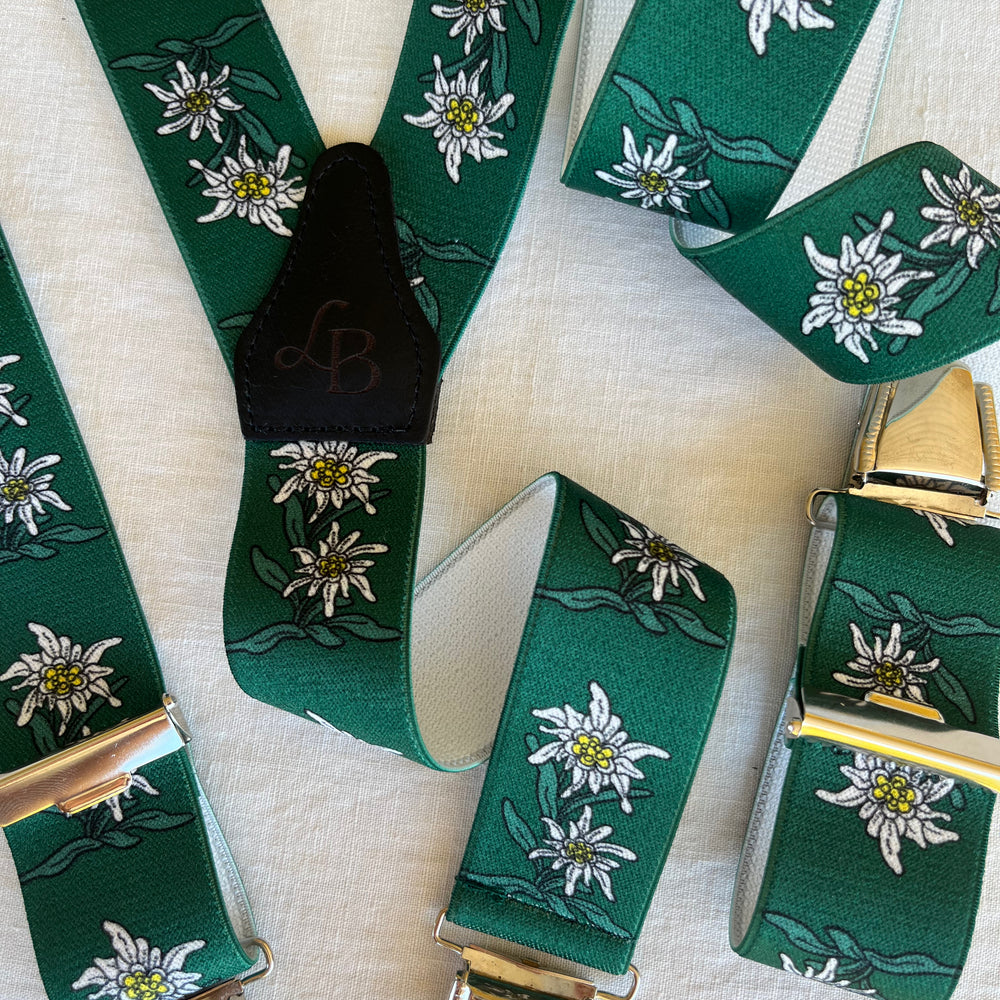 Bretelles homme vert fleur Sebastien ensemble