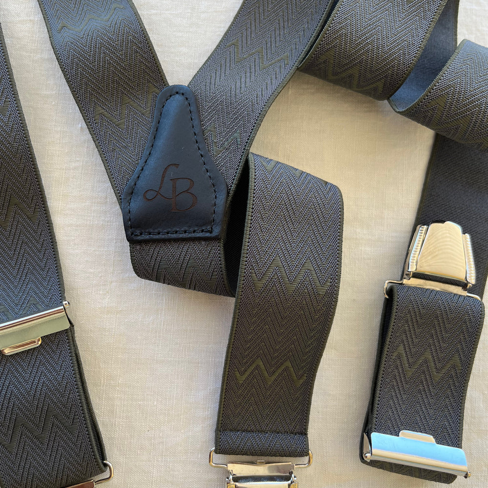 Bretelles homme vert profond zigzag Lucien ensemble