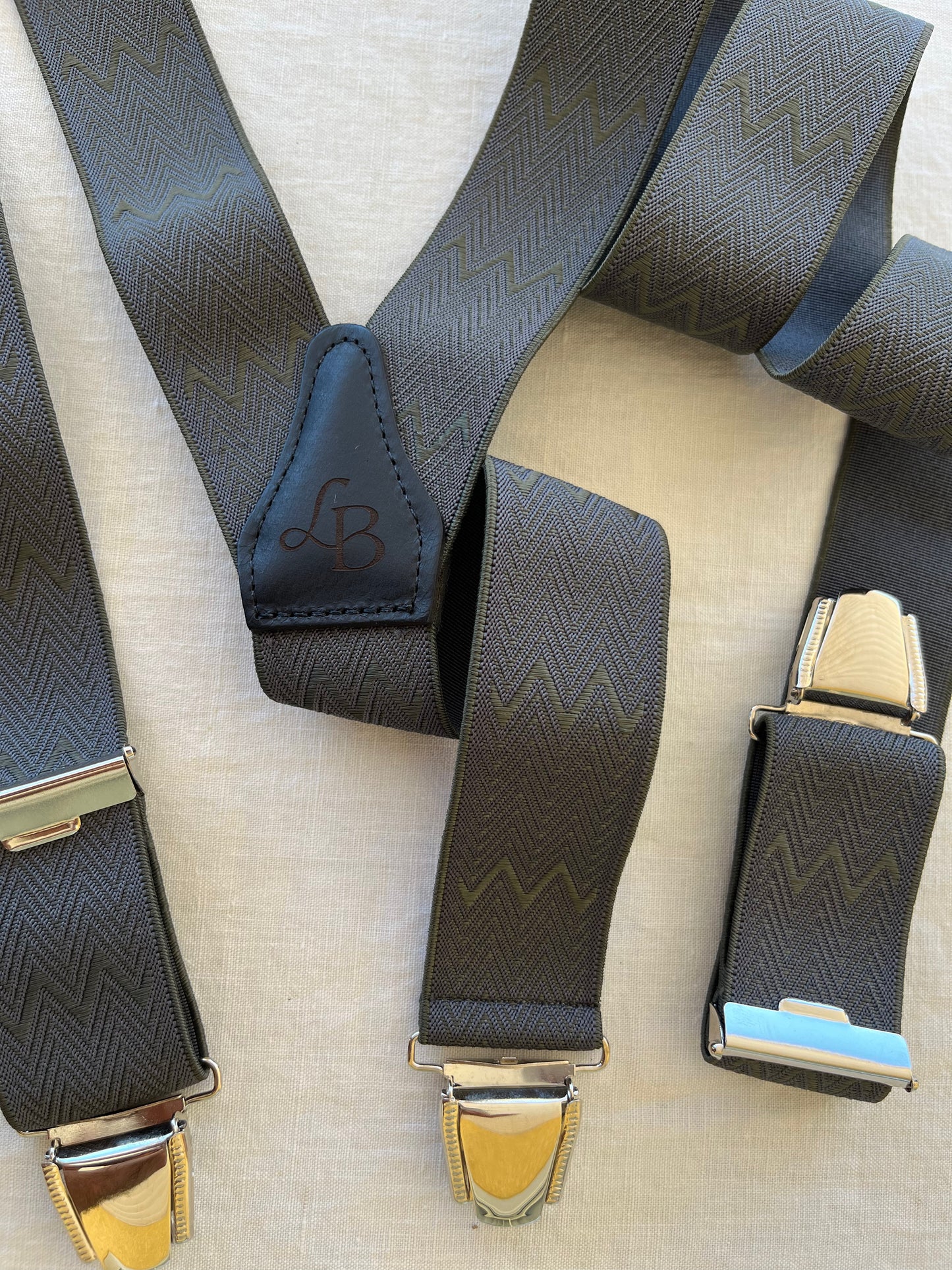 Bretelles homme vert profond zigzag Lucien ensemble