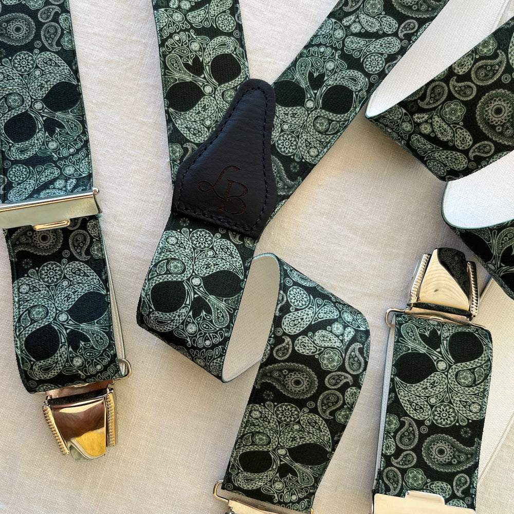 Bretelles homme vert tete de mort Emile ensemble