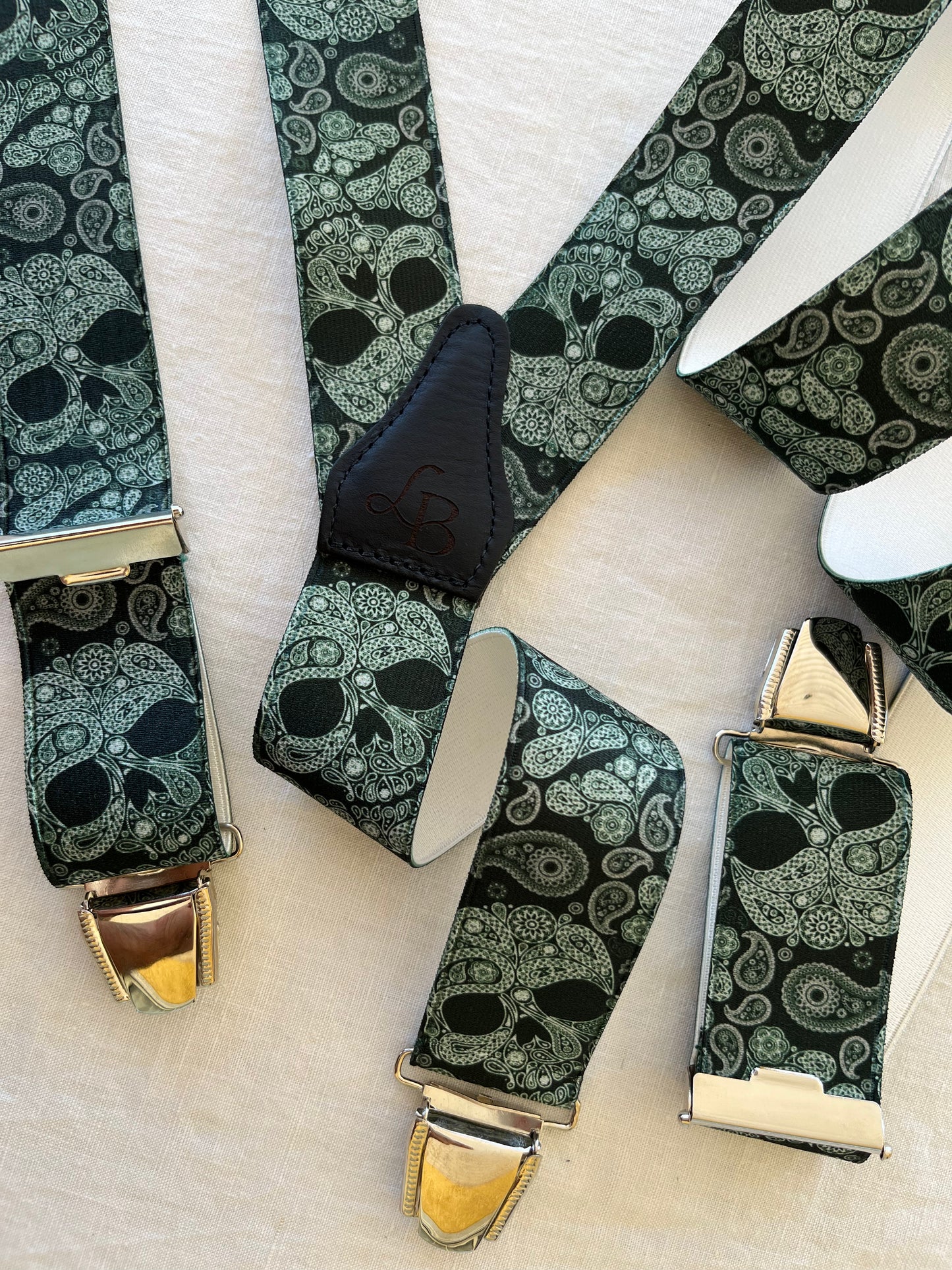 Bretelles homme vert tete de mort Emile ensemble