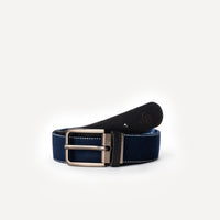 Ceinture bleu marine en tissu et cuir de Marcel