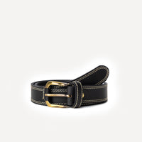 Ceinture en cuir noir double piqure de Camille