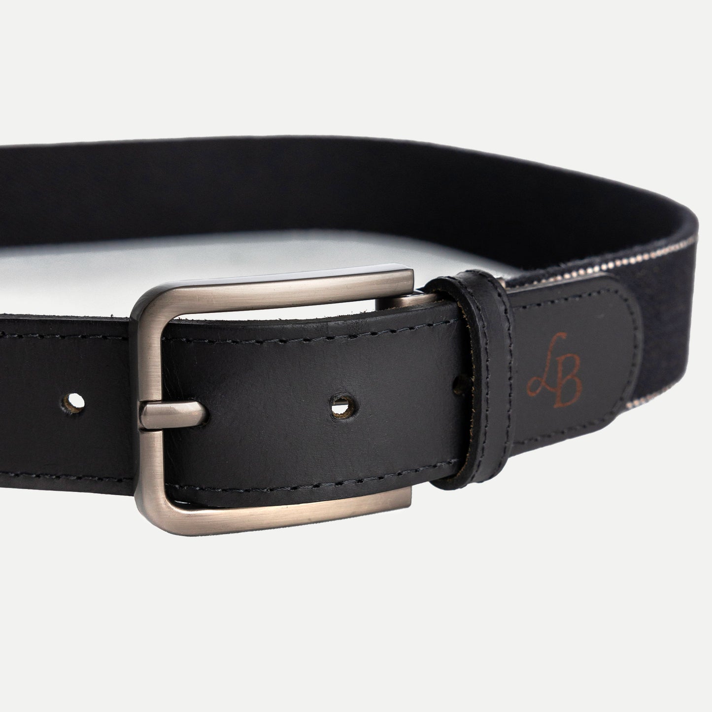 Ceinture noir en tissu et cuir de Gaston boucle