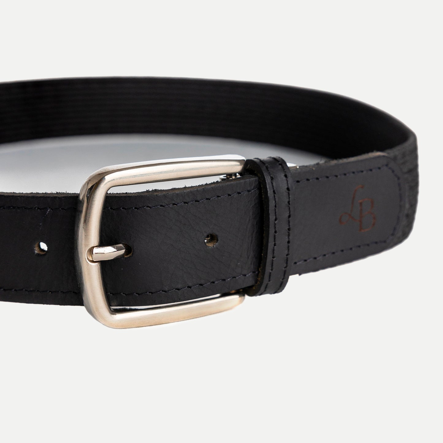 Ceinture tressee noire en tissu et cuir Tom boucle