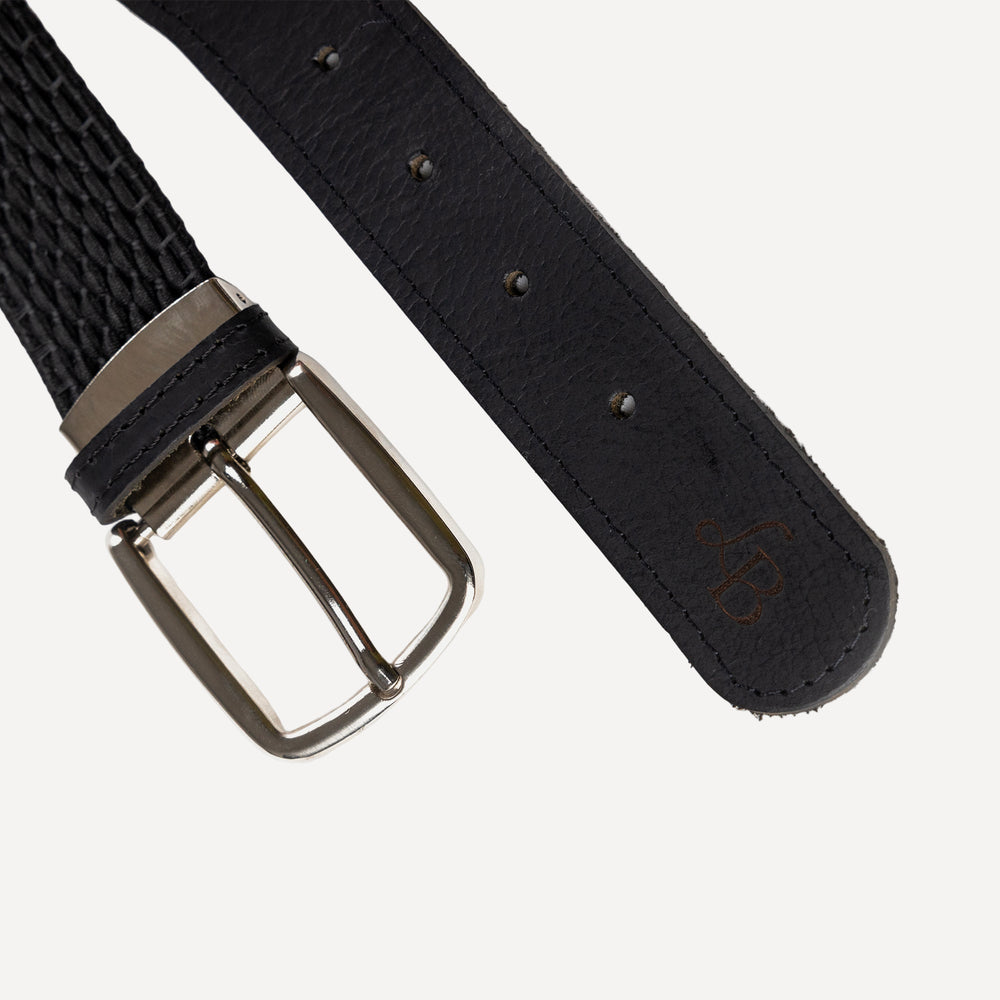 
                  
                    Ceinture tressee noire en tissu et cuir Tom detail
                  
                