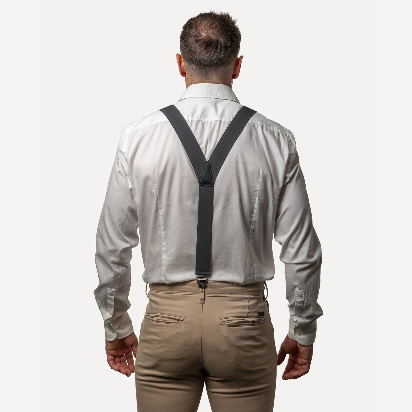 homme dos chemise blanc Bretelle Unie Gris Sombre 
