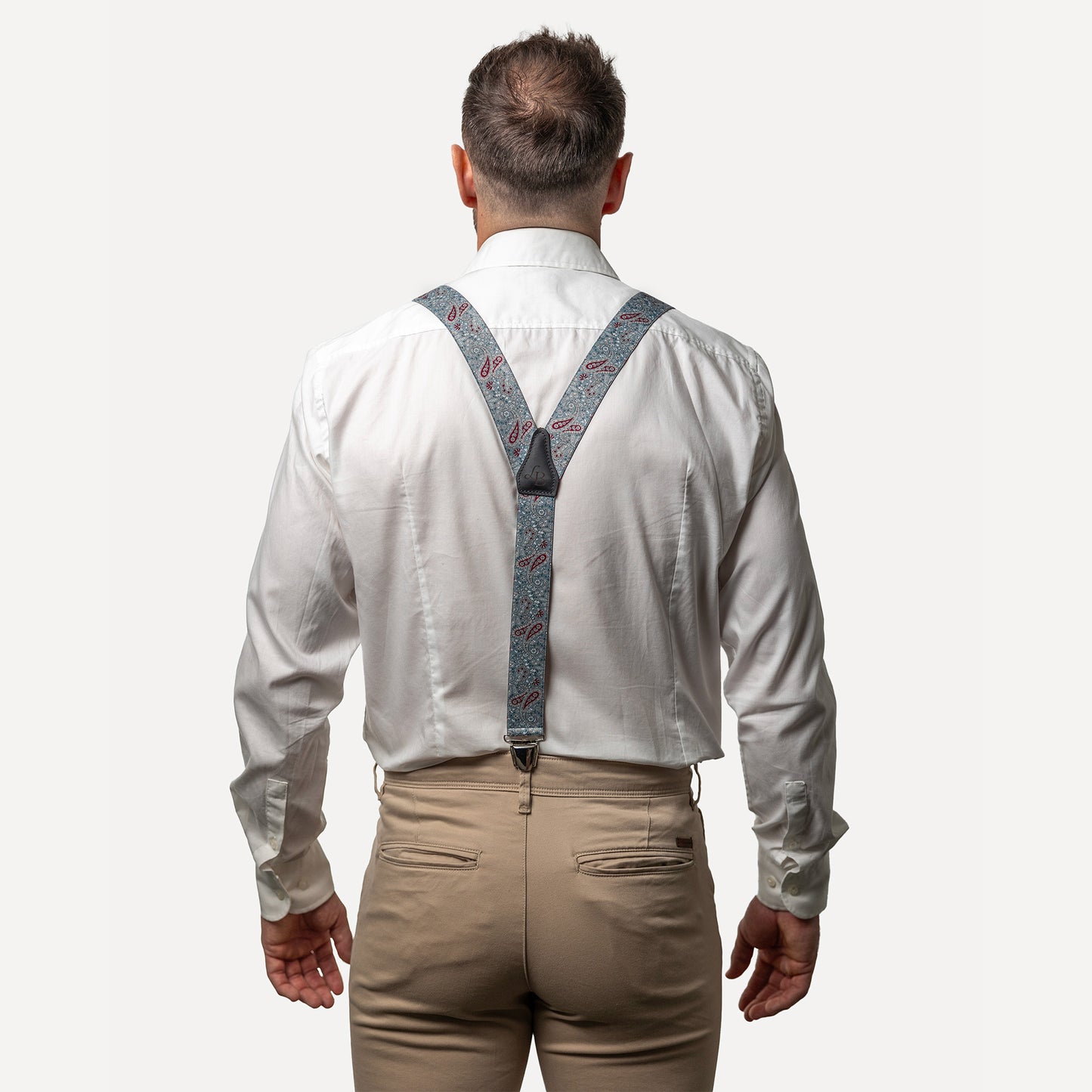 homme dos chemise blanc Bretelle fantaisie gris végétal