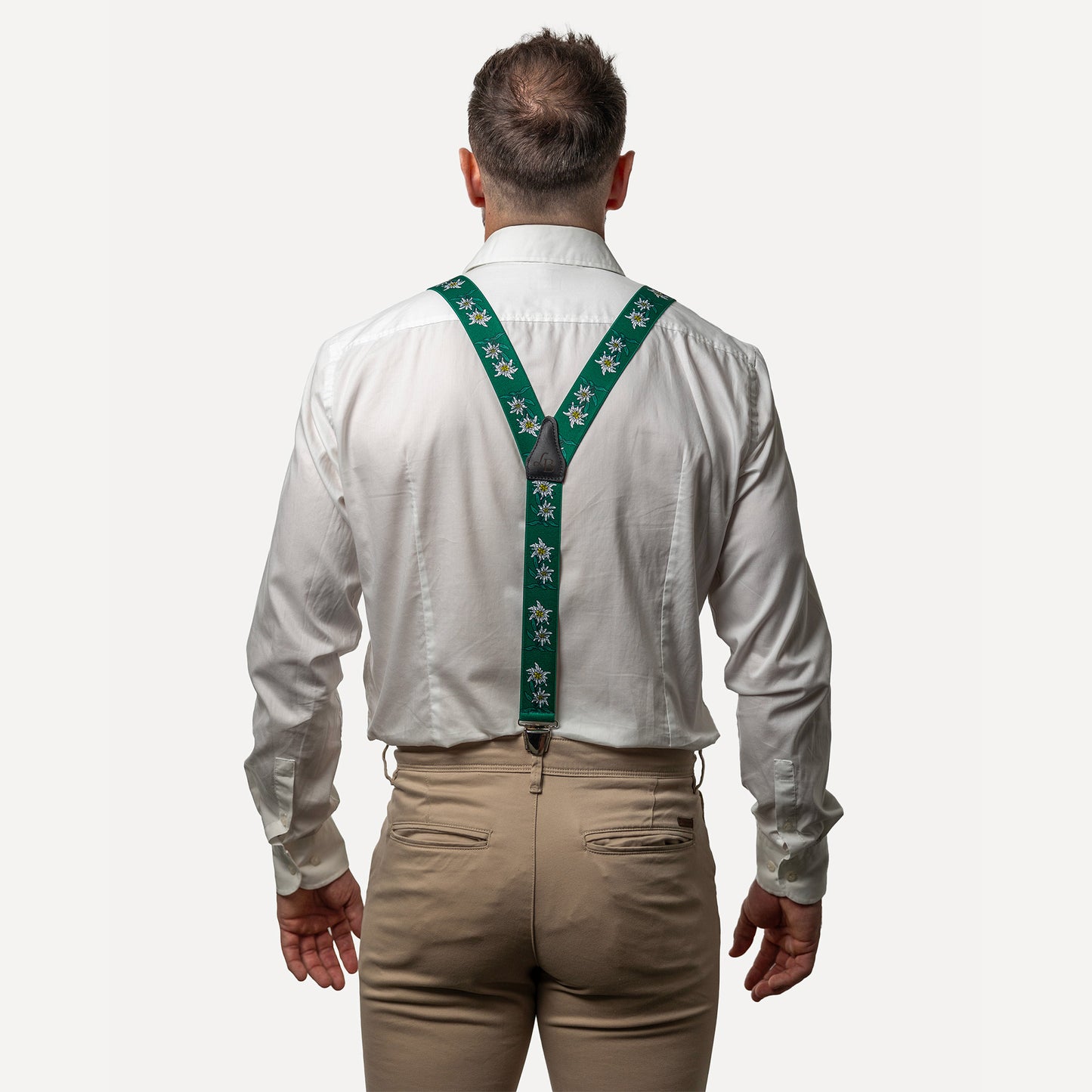 homme dos chemise blanc Bretelle fantaisie vert fleur Sebastien