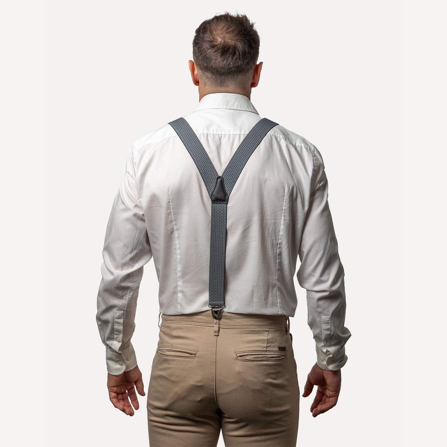 homme dos chemise blanc Bretelle tisse bleu clair fonce Benjamin